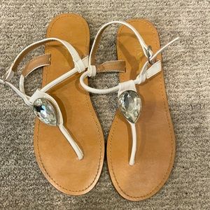 Glossy white sandals, Italian made.